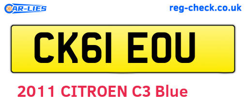 CK61EOU are the vehicle registration plates.