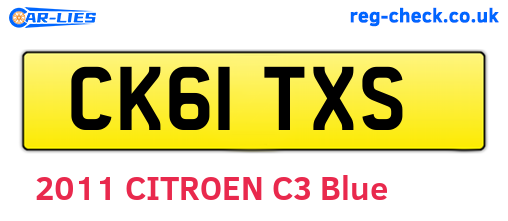 CK61TXS are the vehicle registration plates.