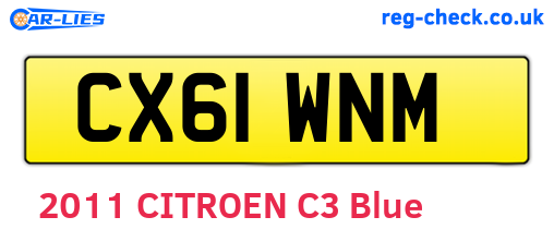 CX61WNM are the vehicle registration plates.