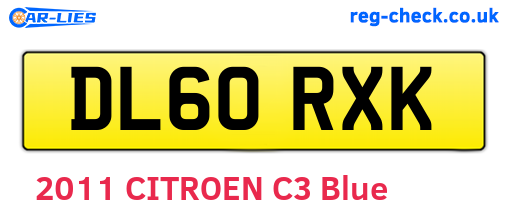 DL60RXK are the vehicle registration plates.