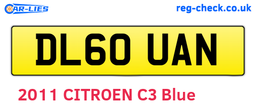 DL60UAN are the vehicle registration plates.