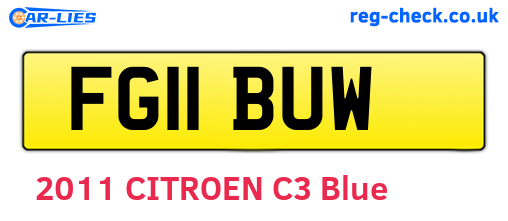 FG11BUW are the vehicle registration plates.