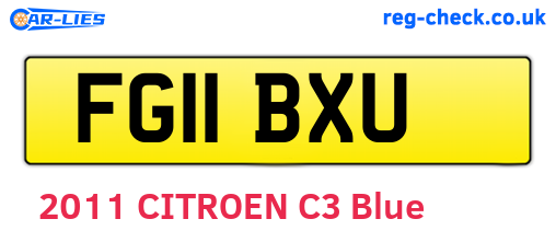 FG11BXU are the vehicle registration plates.