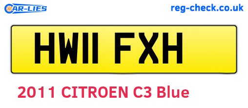 HW11FXH are the vehicle registration plates.