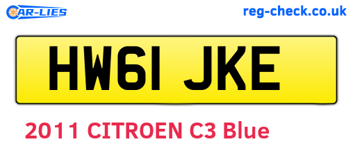 HW61JKE are the vehicle registration plates.