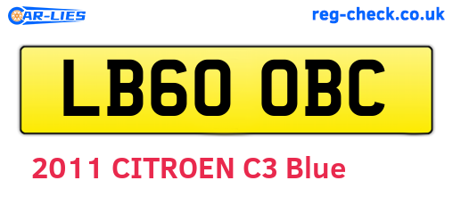 LB60OBC are the vehicle registration plates.