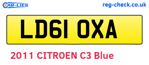 LD61OXA are the vehicle registration plates.