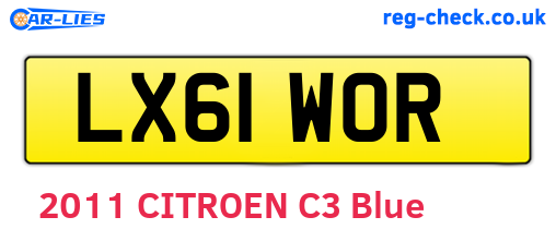 LX61WOR are the vehicle registration plates.