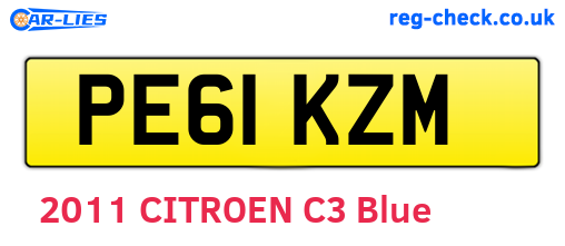 PE61KZM are the vehicle registration plates.