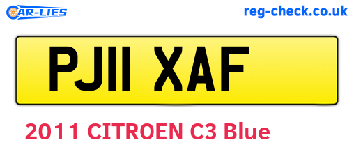 PJ11XAF are the vehicle registration plates.