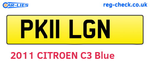 PK11LGN are the vehicle registration plates.