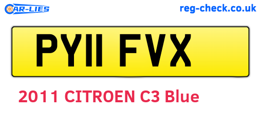 PY11FVX are the vehicle registration plates.