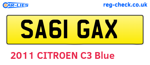 SA61GAX are the vehicle registration plates.
