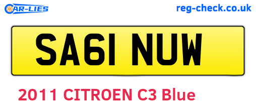SA61NUW are the vehicle registration plates.