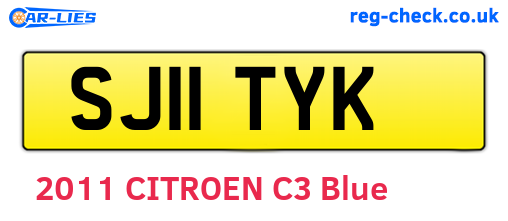 SJ11TYK are the vehicle registration plates.