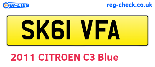 SK61VFA are the vehicle registration plates.