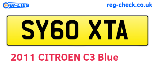 SY60XTA are the vehicle registration plates.