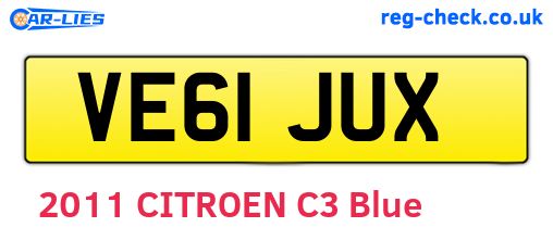 VE61JUX are the vehicle registration plates.