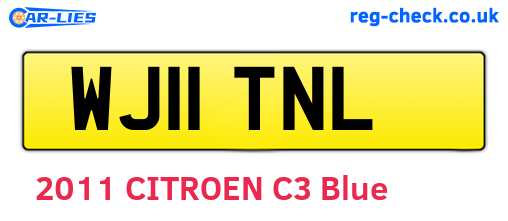 WJ11TNL are the vehicle registration plates.