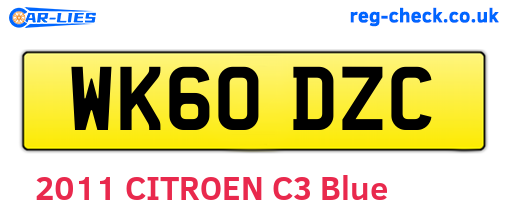 WK60DZC are the vehicle registration plates.