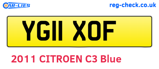 YG11XOF are the vehicle registration plates.