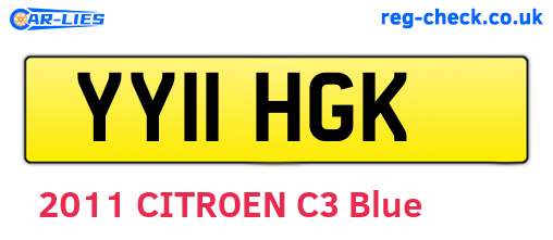 YY11HGK are the vehicle registration plates.