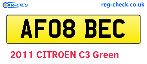AF08BEC are the vehicle registration plates.