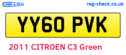 YY60PVK are the vehicle registration plates.