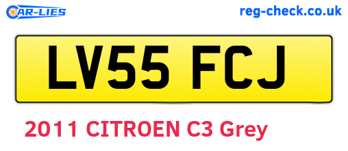 LV55FCJ are the vehicle registration plates.