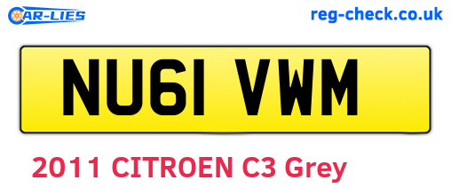 NU61VWM are the vehicle registration plates.