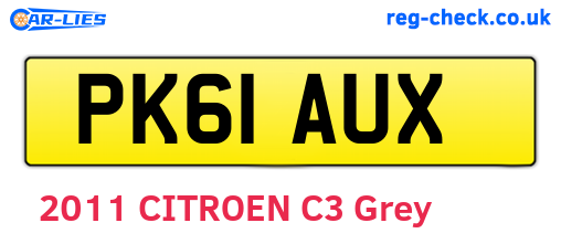 PK61AUX are the vehicle registration plates.