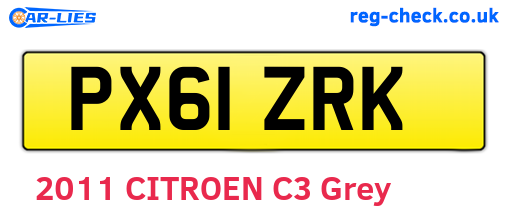 PX61ZRK are the vehicle registration plates.