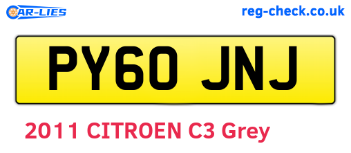 PY60JNJ are the vehicle registration plates.