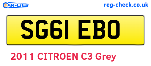 SG61EBO are the vehicle registration plates.
