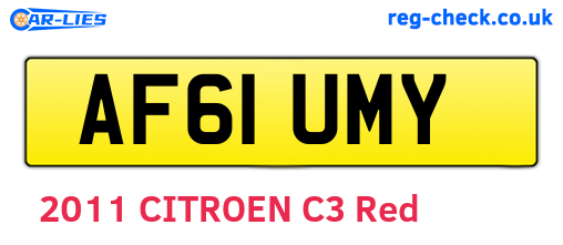 AF61UMY are the vehicle registration plates.