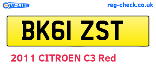 BK61ZST are the vehicle registration plates.