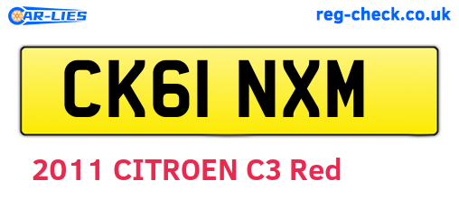 CK61NXM are the vehicle registration plates.