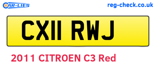 CX11RWJ are the vehicle registration plates.