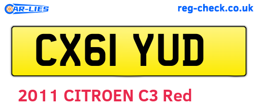 CX61YUD are the vehicle registration plates.