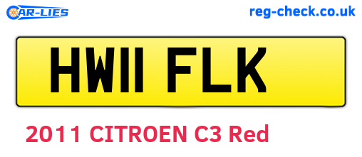 HW11FLK are the vehicle registration plates.