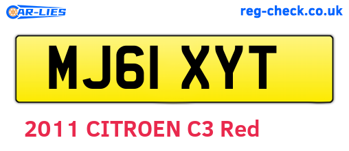 MJ61XYT are the vehicle registration plates.