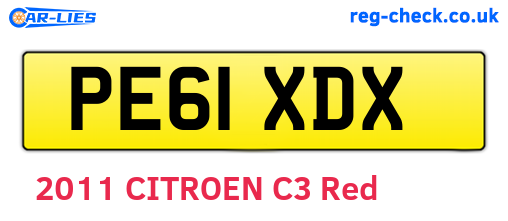 PE61XDX are the vehicle registration plates.