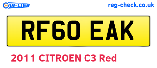 RF60EAK are the vehicle registration plates.