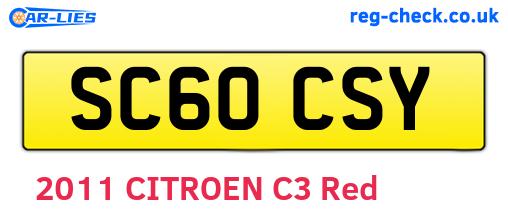 SC60CSY are the vehicle registration plates.