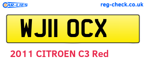 WJ11OCX are the vehicle registration plates.