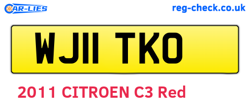 WJ11TKO are the vehicle registration plates.