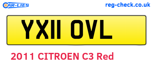 YX11OVL are the vehicle registration plates.