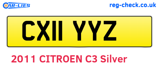 CX11YYZ are the vehicle registration plates.