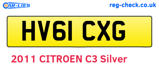 HV61CXG are the vehicle registration plates.