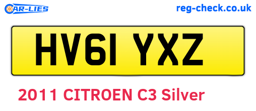 HV61YXZ are the vehicle registration plates.